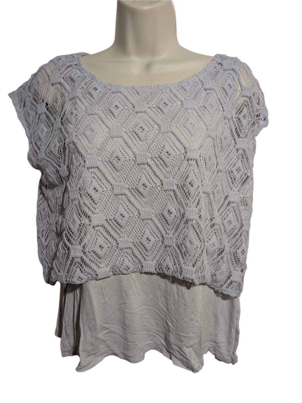 New York & Company | Light Gray Crochet Overlay Tunic